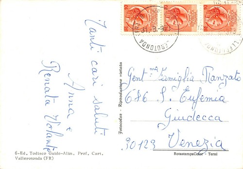 A5318) SALUTI DA VALLEROTONDA VEDUTINE VIAGGIATA FROSINONE - Imagen 2 de 2