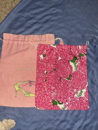 Vtg Lilly Pulitzer Mumsie Lingerie/Shoe Bag Pink/ Green With Extra Bag - Picture 1 of 9