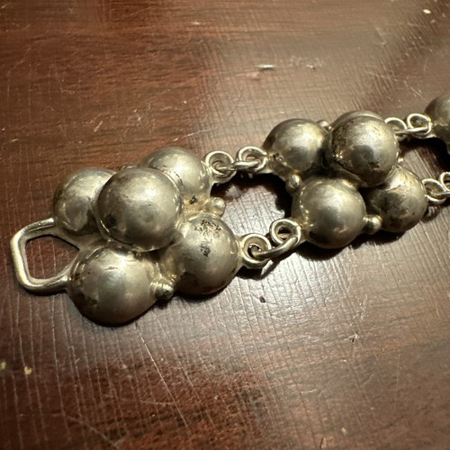 Pulsera México Plata Esterlina Media Bola Forma Hueca Burbuja Vintage 6 Eslabones 7.25 - Imagen 4 de 15