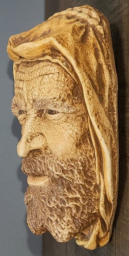 5" Tall Chalkware Head Syrian Man Sheik Hanging Wall Art *Unmarked* - Picture 3 of 9
