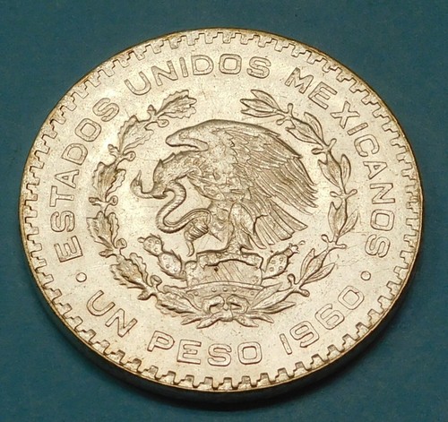 1960 MEXIKO 1 $ PESO MÜNZE - UNC - SILBER - Bild 2 von 2