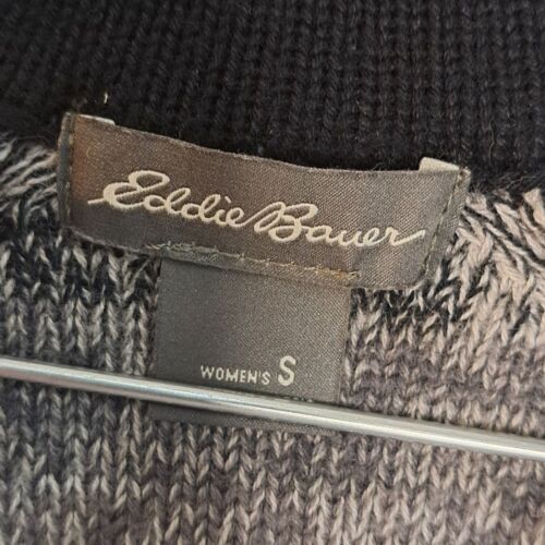 Eddie Bauer Woman's Small Quarter Zip Pullover Sweater Black Gray - Picture 4 of 8