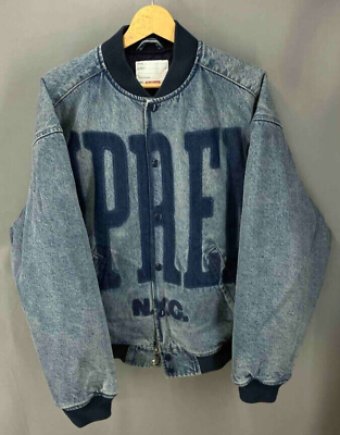 Supreme NYC Washed Knockout Denim Varsity Jacket Men Medium Supreme NYC Washed Knockout Denim Varsity Jacket Men Medium