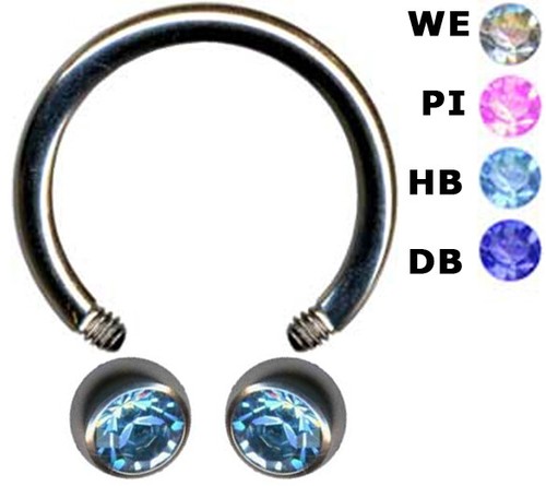 JUEGO DE 4 PIERCINGOS HERRADURAS TITANIO CIRCONITA LABIO OÍDO ÍNTIMO PECHO TABIQUE NARIZ ANILLO - Imagen 1 de 4