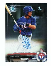 2017 BOWMAN CHROME LEODY TAVERAS TEXAS RANGERS 1ST BOWMAN AUTO CARD