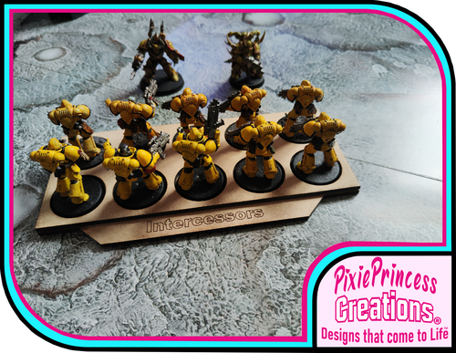 Bandeja de movimiento redonda de texto personalizado 32 mm A 10 espacios 5x2 MDF adecuada para Warhammer - Imagen 3 de 6