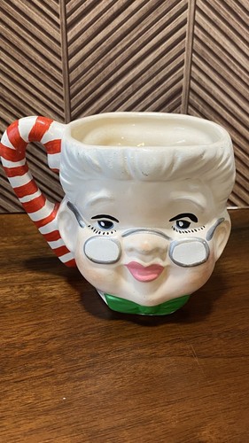 VTG Lefton Santa Mrs. Claus Mug Double Sided Face #868 Japan Ceramic Christmas - Picture 2 of 6