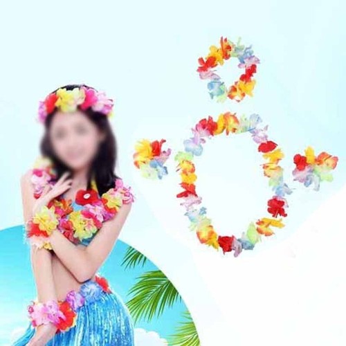 4x Hawaiian Flower Hula Lei Garland Necklace Luau Party Costumes Wedding-Decor - Picture 9 of 12