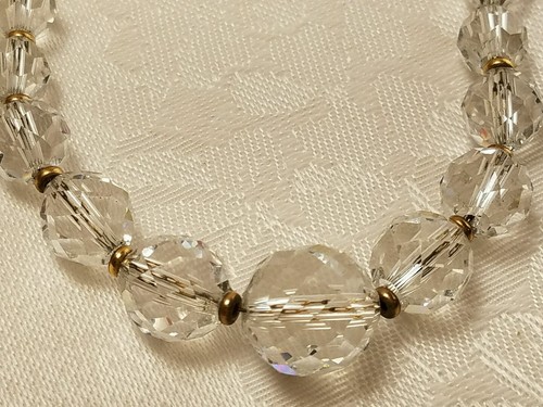Antique Vintage Ascending Faceted Crystal Bead Necklace Sparkling 5mm to 14mm - Bild 8 von 10