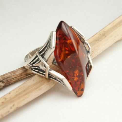 HANDMADE AUTHENTIC BALTIC AMBER 925 STERLING SILVER RING SZ 6 1/4 JEWELRY 10114 - Picture 3 of 4