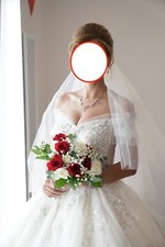 Wedding Dress Ivory Off shoulder Princess long train fit sizes 4 to 10