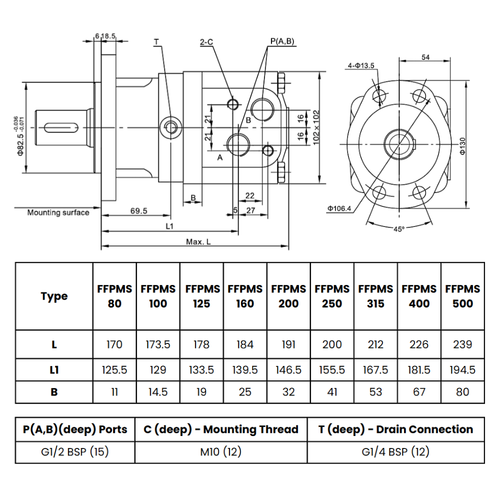 4 Bolt, 1.1/4 Zoll Spline 14T Schaft, Niedrige Geschwindigkeit Hohes Drehmoment - Bild 2 von 3