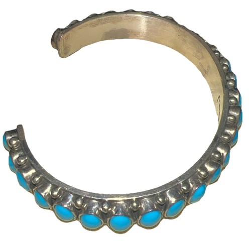 Navajo Sterlingsilber Türkis Reihe Armband signiert L & J - Bild 3 von 7