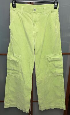 Brandy Melville Galt Tatum Neon Line Green Rave Corduroy Cargo Pants  Size S