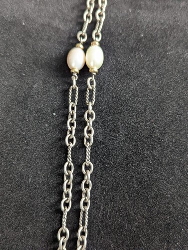 Collar de colección David Yurman estación de perlas 36" Figaro oro 18K / plata esterlina 925 - Imagen 6 de 12