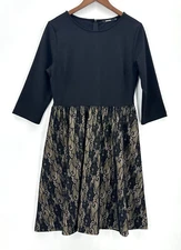 Miusol Dress Womens 3/4 Sleeve Floral Lace Cocktail Party Black, Cream L