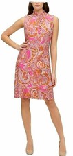 ⭐️⭐TOMMY HILFIGER - PINK PAISLEY MOD 60'S RETRO STYLE DRESS - NWT - MSRP $99
