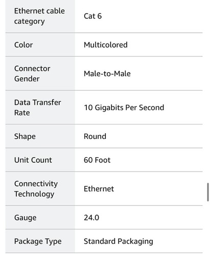 Cat6 Ethernet Cable For Gaming 20 Ft Multicolored Lan Network Patch Cord High - 第 10/10 張圖片