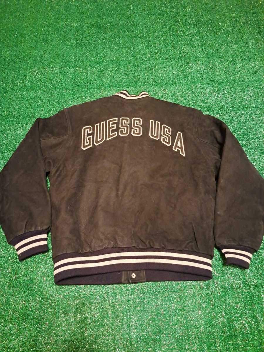 Vintage 90s Guess Usa Genuine Leather Bomber Varsity Vintage 90s Guess Usa Genuine Leather Bomber Varsity