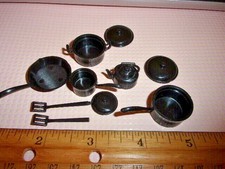 dollhouse miniature 10pcs G6206 1//12 scale Pots Black plastic Kitchenware