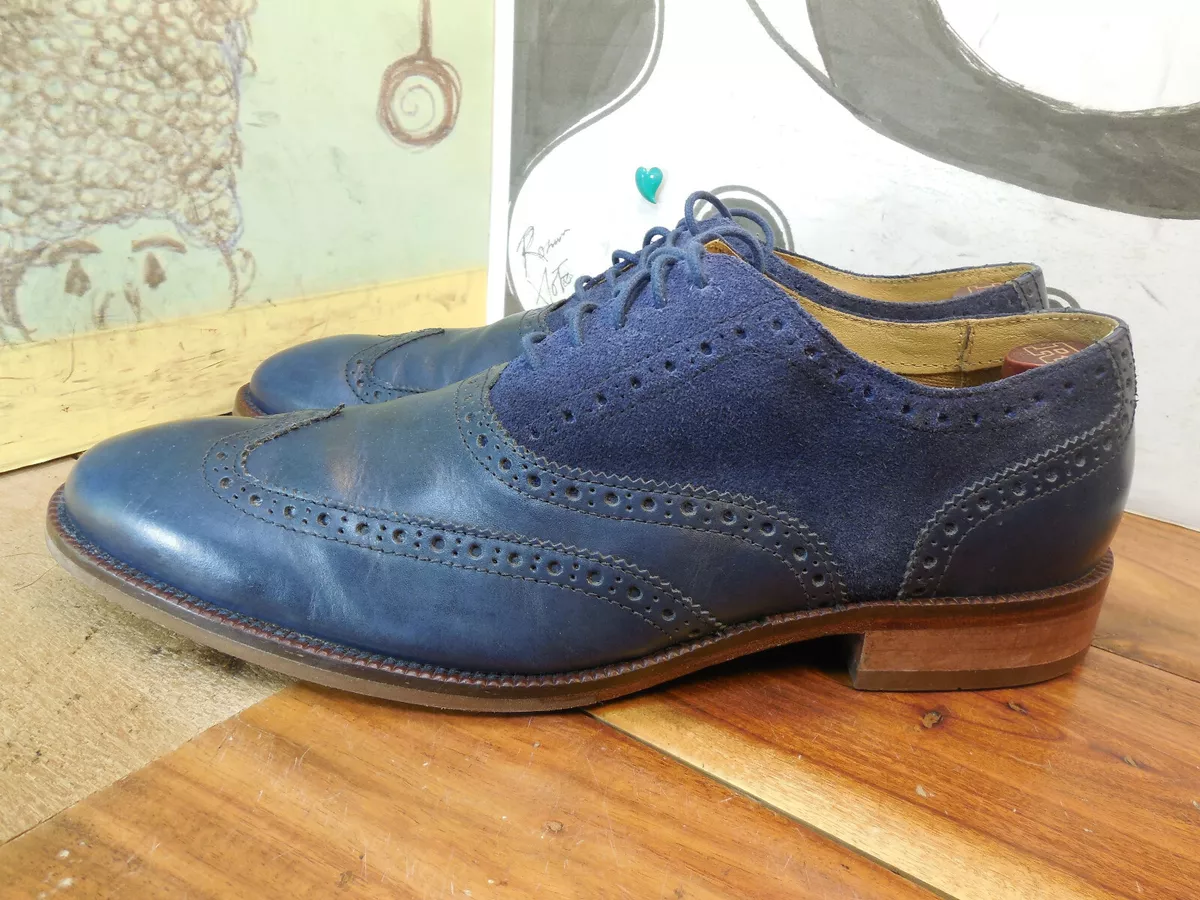 Cole Haan Blue Leather Wingtip Oxfords Men s 8.5M C12669 eBay