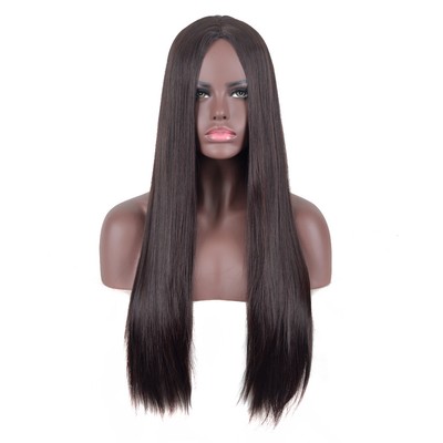 Middle Part Dark Brown Long Sleek Straight Hair Nicki Minaj