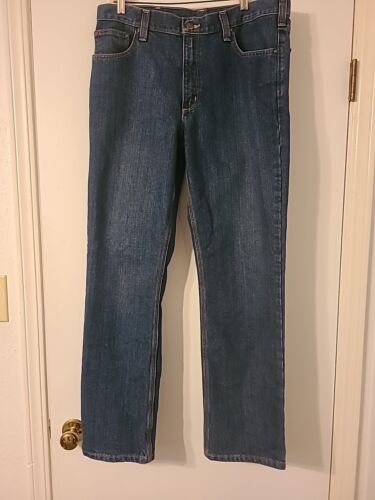 Mens CARHARTT Traditional Fit Tapered Leg Dark Wash Stretch DENIM Jeans 36x32