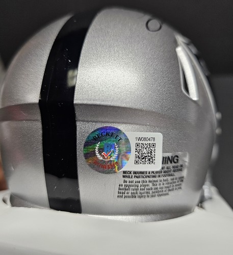 JAKOBI MEYERS Autographed Riddell Speed Mini Helmet. BECKETT - Picture 3 of 5