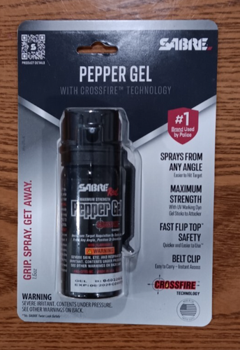 SABRE Crossfire Pepper Gel, Maximizes Target Acquisition, Deploys At Any Angle,