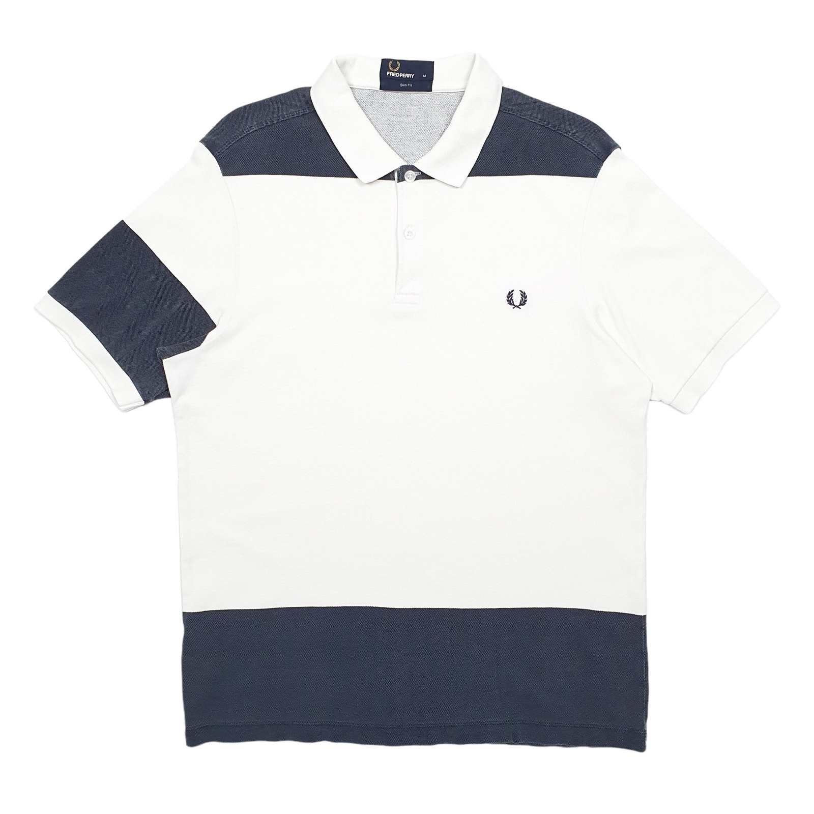 FRED PERRY White Polo Shirt Short Sleeve Cotton Mens M