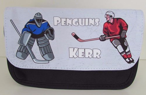PERSONALISED ICE HOCKEY SCHOOL GIRLS BOYS PENCIL CASE / MAKE UP BAG XMAS GIFT - Picture 2 of 8
