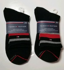 TOMMY HILFIGER SHORT CREW SOCKS 2 PACKAGE WITH 2 PAIR NEW / TAGS SIZE 7-12