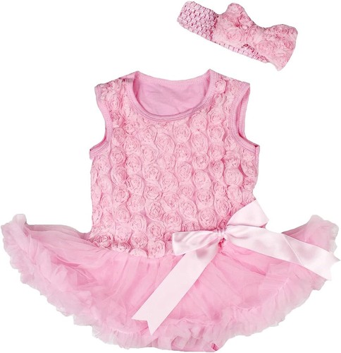 Romantic Floral Bodysuit Tutu Baby Dress Valentine Girl Rose Outfit NB-18M - Picture 6 of 14