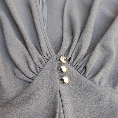 Libelula Black 100% Silk Lace Flared Sleeve Top Blouse • V Neck Buttons • 42 14 - Picture 6 of 9