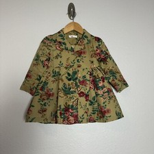 Girls Pink Ideal Cottage Core Lined Floral Dress Jacket Size 7 Cotton