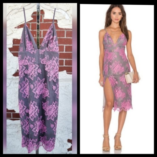 Größe 0 Damen Revolve X by NBD Alai Kleid rosa grau Blumen Spitze Spaghettiträger - Bild 12 von 23