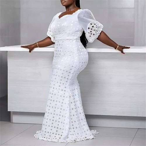 African Women Bodycon Long Dress Formal Evening Lace Gown Cocktail Plus Size - Picture 14 of 19