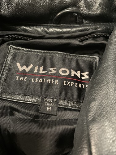 Giacca uomo vintage Wilson’s nera full zip moto pelle taglia media Y2K - Foto 4 di 11
