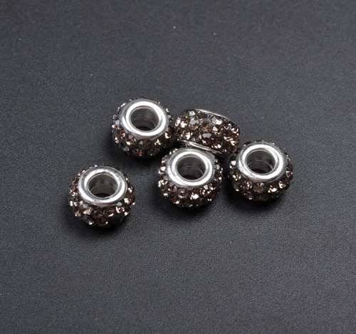 20Pcs Big Hole Czech Crystal Rhinestone Pave Rondelle Spacer Beads Fit European - Picture 61 of 73