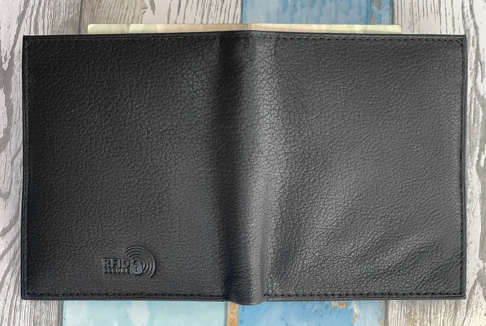 Men's Genuine Leather Bifold Wallet Slim Hipster Cowhide Credit Card-ID Black