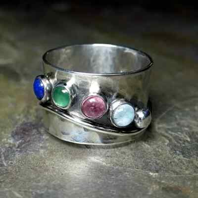 Elegant 925 Sterling Silver Unique Charms Amulet Engagement Wedding Ring Size 8