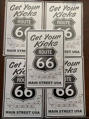 ROUTE 66 "MAIN STREET U.S.A." NEW TIN STREET SIGN 24" X 5"
