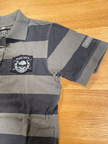 Hard Rock Cafe London Herren Gr S Polo Hemd Shirt Grün Grau Gestreift World Tour - Bild 2 von 12