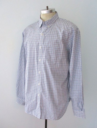 Brooks Brothers Navy Royal Blue Check All Cotton BD Office Shirt X-Slim XL - Picture 3 of 7