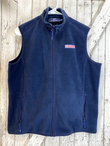 Vineyard Vines Vest Boys XL 18 Blue Full Zip Up Whale Logo Kids - Picture 1 of 6