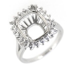Sterling Silver Semi Mount Ring Setting Cushion CU 12x10mm