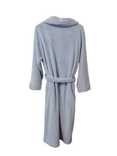 Ann Lewin New York Bathrobe Womens Sz Medium Light Blue Soft Plush Pockets Belt - Picture 2 of 4