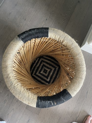 Barkhamsted 17'' Tall Reed Accent Stool BOHO - Picture 3 of 5