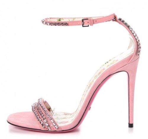 Gucci Crystal Sandals Embellished Heels 40/9 Pink $1299 - Picture 2 of 10