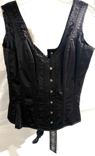NWT Vintage Goth Collection BLACK SATIN CORSET tight lacing size 30, fits 10-12 - Picture 3 of 7